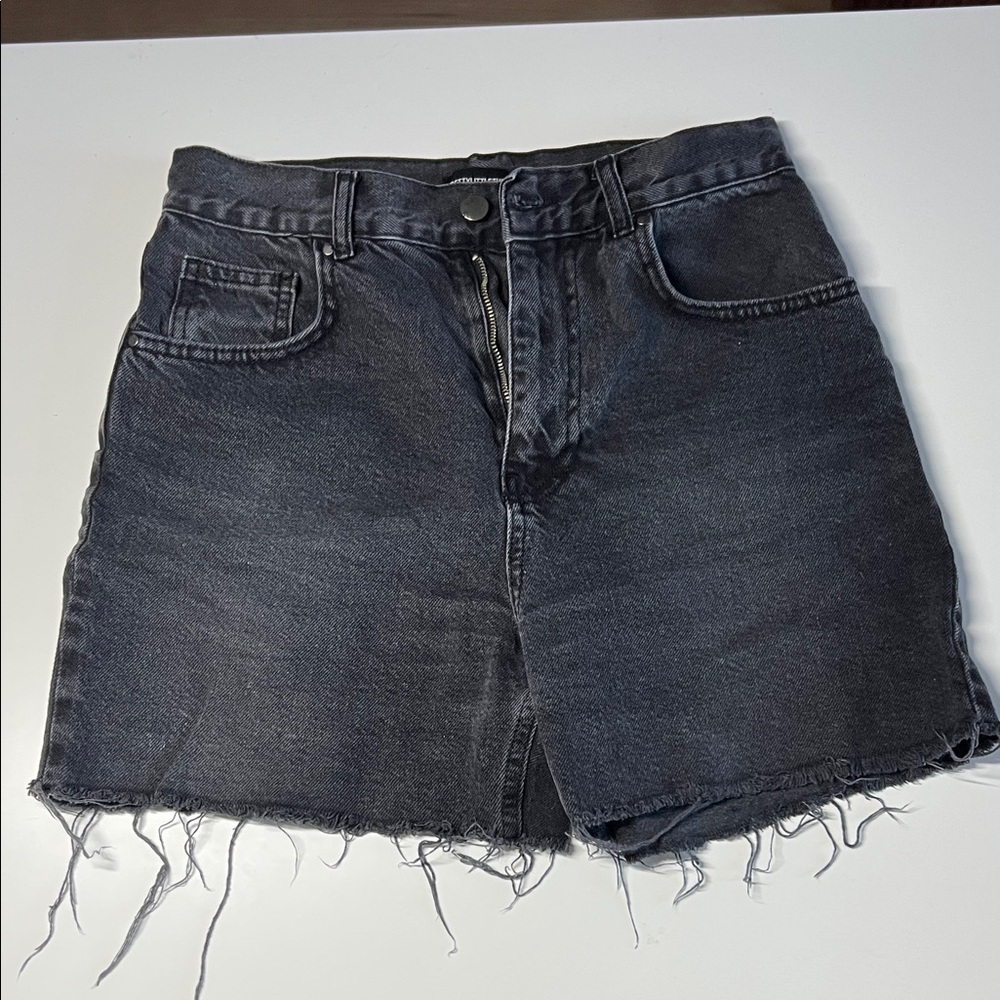 PrettyLittleThing Dark Gray Denim Shorts